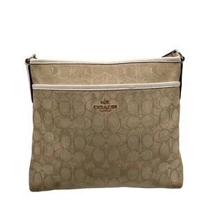 Coach Beige & Tan Signature Jacquard File Crossbody F29960